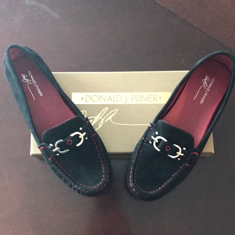 Donald J Pliner Black Suede Loafers